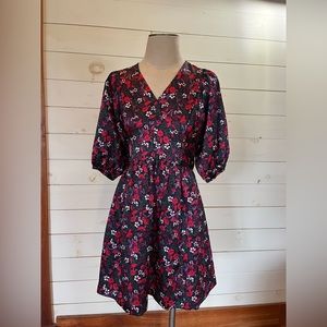 Draper James Terrie tie neck dress in Scarlet Floral